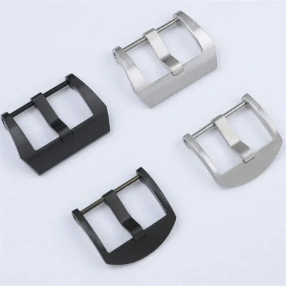 Spilla a ardiglione in acciaio inox 316L di alta qualità, fibbia in argento nero opaco per bracciale Panerai, chiusura a vite in gomma da 20 mm e 22 mm.