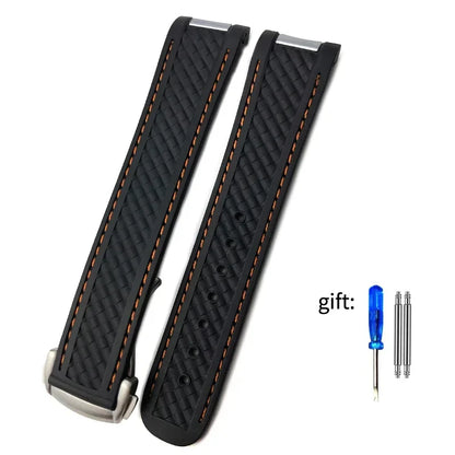 Rubber and silicone watch strap, 20mm, for Omega Seam84300 AT150 Aqua Terra Ultra Light 8900, steel structure