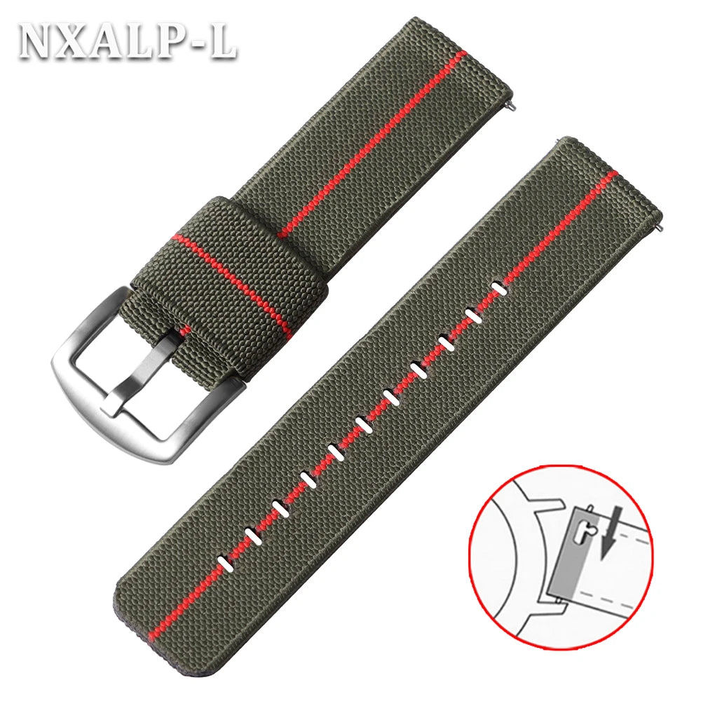 18mm 20mm 22mm 24mm Nylon Elastic Watch Strap Army Woven For Seiko Bracelet Military Sport Watch Band For Men Quick Release