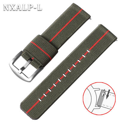 18mm 20mm 22mm 24mm Nylon Elastic Watch Strap Army Woven For Seiko Bracelet Military Sport Watch Band For Men Quick Release