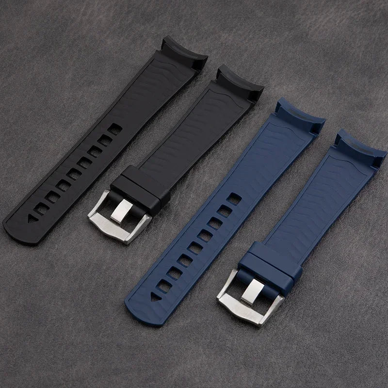 Cinturino per orologio in gomma morbida, 20 mm 22 mm, per Omega, nuovo Seamaster 300 PLANET OCEAN 600, cinturino con fibbia ad ardiglione, estremità curva