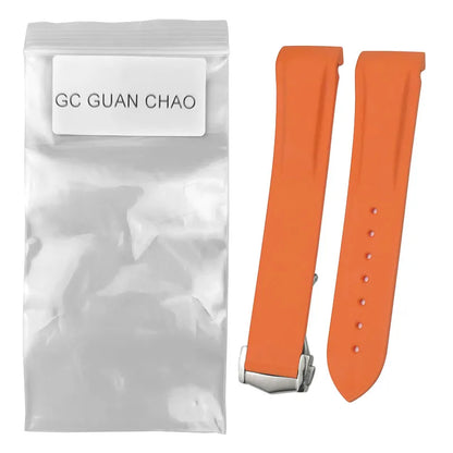 GC GUAN CHAO-Bracelet de Montre en Caoutchouc à Extrémité Incurvée, Souple, Noir, Bleu, Rouge, Orange, avec Structure Pliable en Métal, 20mm, 21mm, 22mm, 19mm