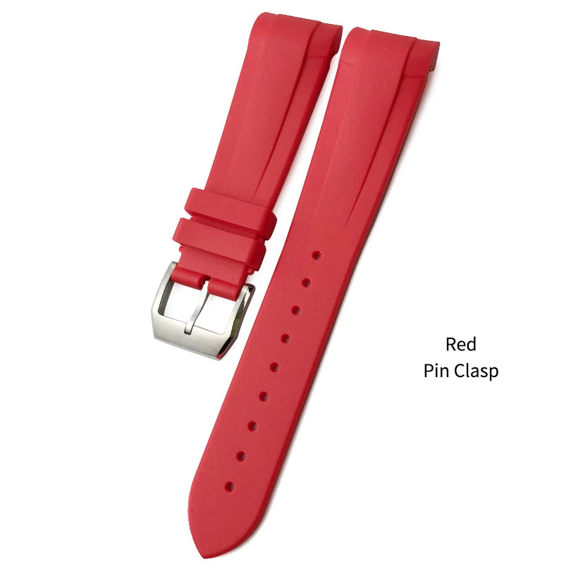 Bracelet de montre en caoutchouc naturel Silione, 22mm 20mm, pour Tudor Black Bay GMT 1958, extrémité incurvée, boucle pliante, vert, bleu, rouge