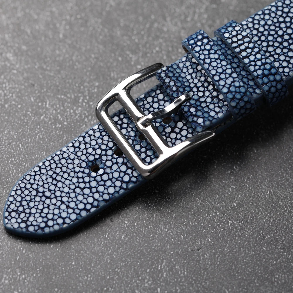 Bracciale da uomo fatto a mano in pelle di pesce perlato, 18mm, 19mm, 20mm, 21mm, 22mm, Vintage Devilfish, Nero, Verde, Blu, Morbido, Indossabile, Premium Lea