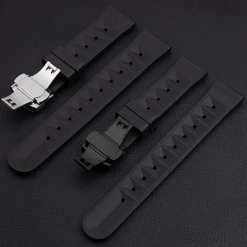 Bracelet de montre universel en caoutchouc souple, accessoires universels pour Seiko, bracelet de plongée intelligent, 20mm, 22m