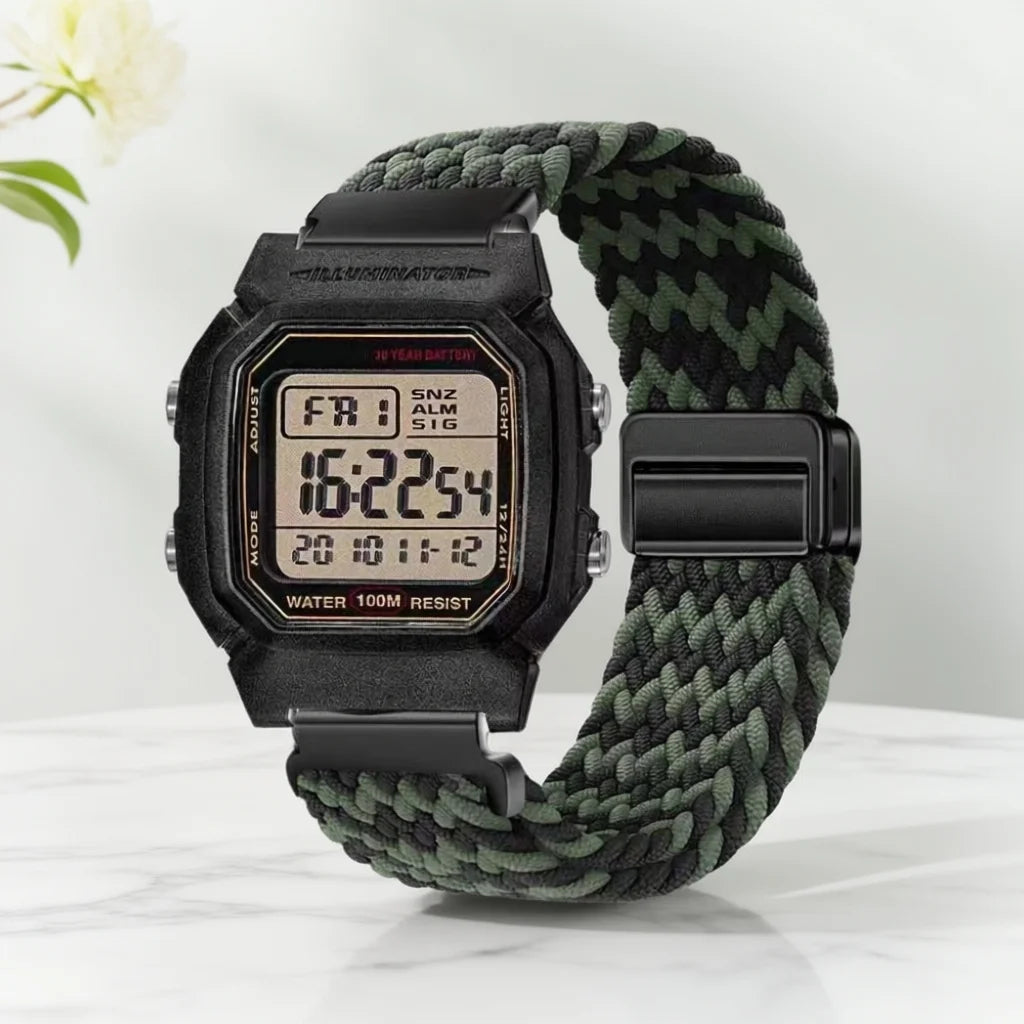 Bracelet en nylon de 18 mm pour montre Casio Small Square AE1200/1300/F91W/W218/F108, boucle magnétique élastique