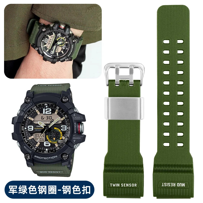 Silicone Rubber Watch Band for Casio GG1000 G-shock GG-1000 GNG-100 GSG-100, Resin Sport Strap, Waterproof Watchband Replacement Tool