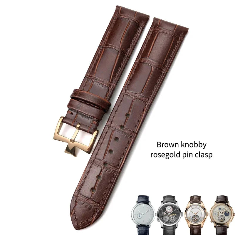Bracelet de montre en cuir véritable de vache, 19mm, 20mm, 21mm, 22mm, adapté pour Vacheron Constantin, bracelet de montre en cuir de veau crocodile, noir et marron