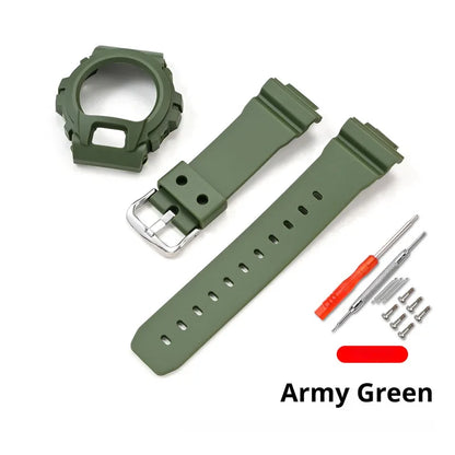 Cinturino sportivo in resina TPU per Casio G-SHOCK DW-6900 DW-6600 DW-3230, cinturino in gomma impermeabile da uomo, kit di ricambio con custodia protettiva