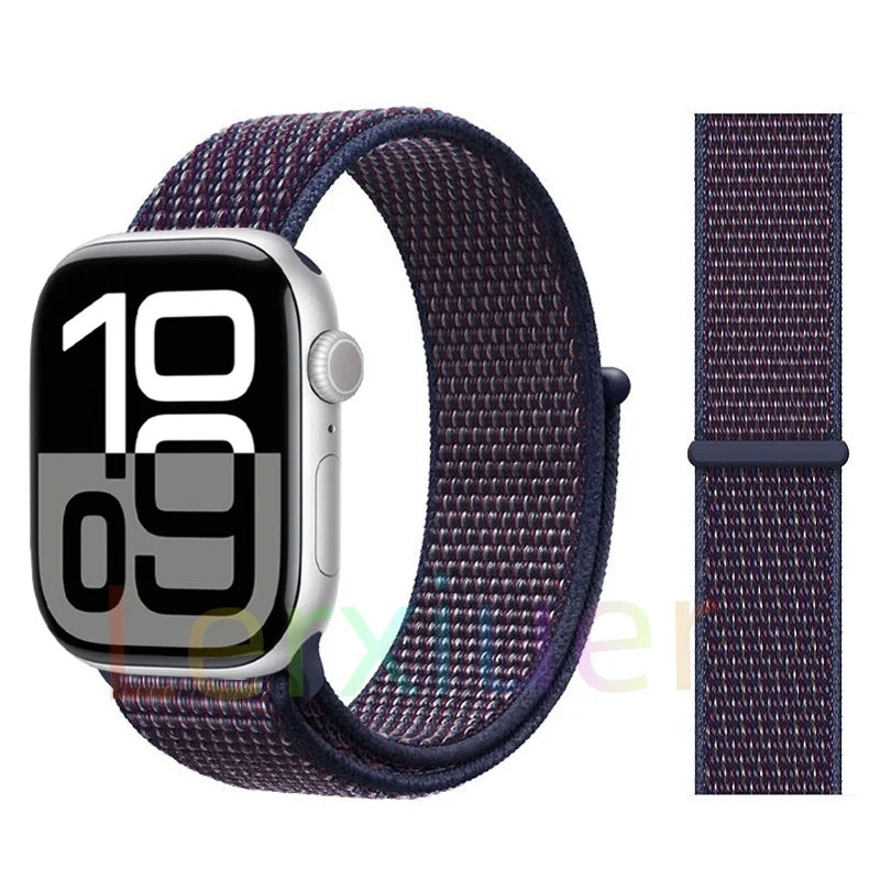 适用于 Apple Watch 46mm 44mm 45mm 40mm 41mm 42mm 的尼龙回环表带，适配 iWatch 系列 11 10 9 SE 8 7 6 5 4 Ultra 3 2 49mm
