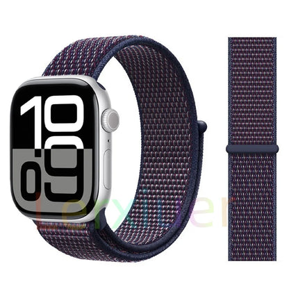 适用于 Apple Watch 46mm 44mm 45mm 40mm 41mm 42mm 的尼龙回环表带，适配 iWatch 系列 11 10 9 SE 8 7 6 5 4 Ultra 3 2 49mm