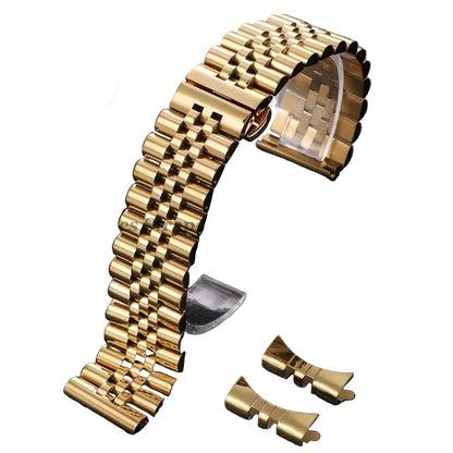 Solid steel watch bracelet for Rolex, flat and curved ends - with tool