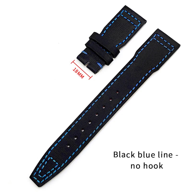Bracelet de montre en cuir de Nylon 20mm 21mm 22mm pour montres IWC Big Pilot PORTOFINO IW3777 bracelet de montre en cuir de vache bleu vert noir rouge