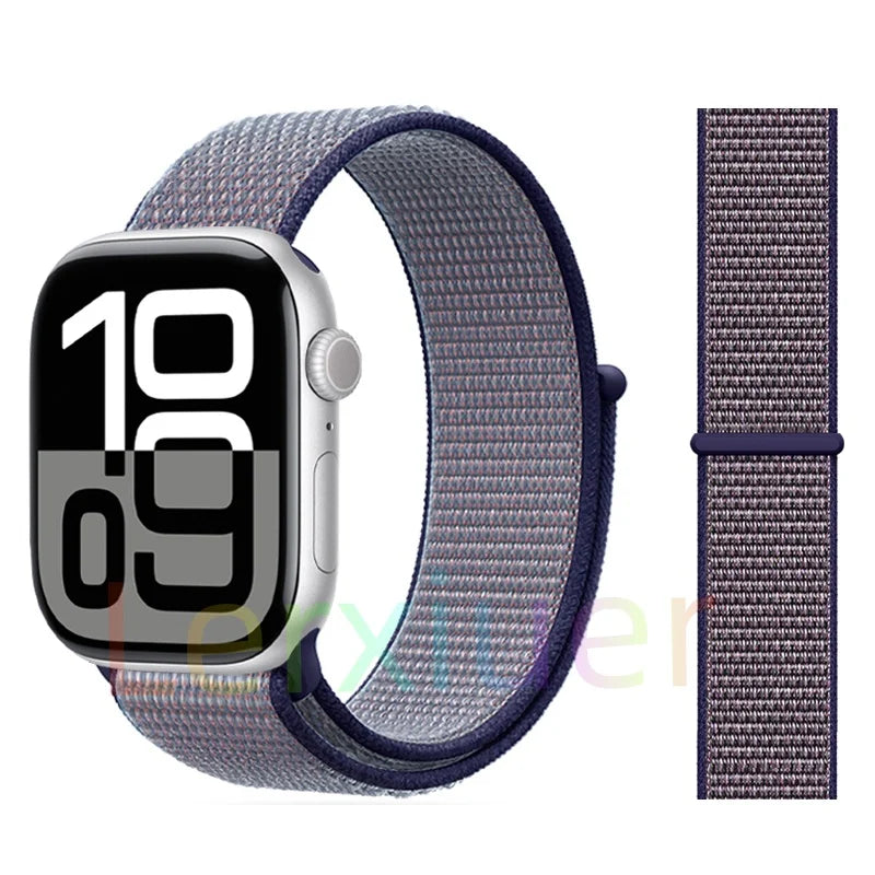 适用于 Apple Watch 46mm 44mm 45mm 40mm 41mm 42mm 的尼龙回环表带，适配 iWatch 系列 11 10 9 SE 8 7 6 5 4 Ultra 3 2 49mm
