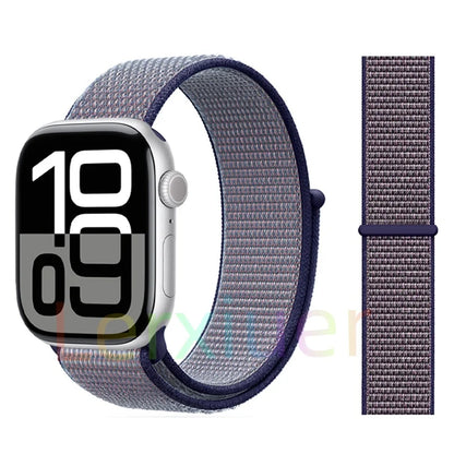 适用于 Apple Watch 46mm 44mm 45mm 40mm 41mm 42mm 的尼龙回环表带，适配 iWatch 系列 11 10 9 SE 8 7 6 5 4 Ultra 3 2 49mm