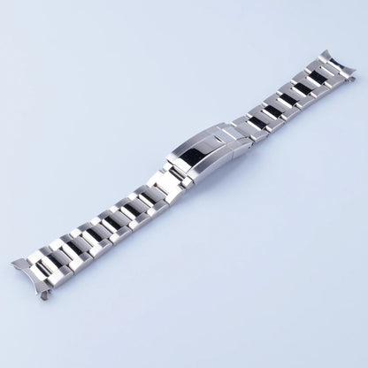 Cinturino per orologio in acciaio lucidato argento Rolamy 20 mm con fibbia Oyster per Seiko Presage SSA343 Cocktail Time