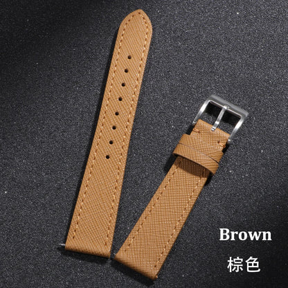 Bracelet de montre en cuir vintage cousu 18/20/22 mm, à libération rapide, universel, qualité supérieure, Saffiano, pour hommes et femmes