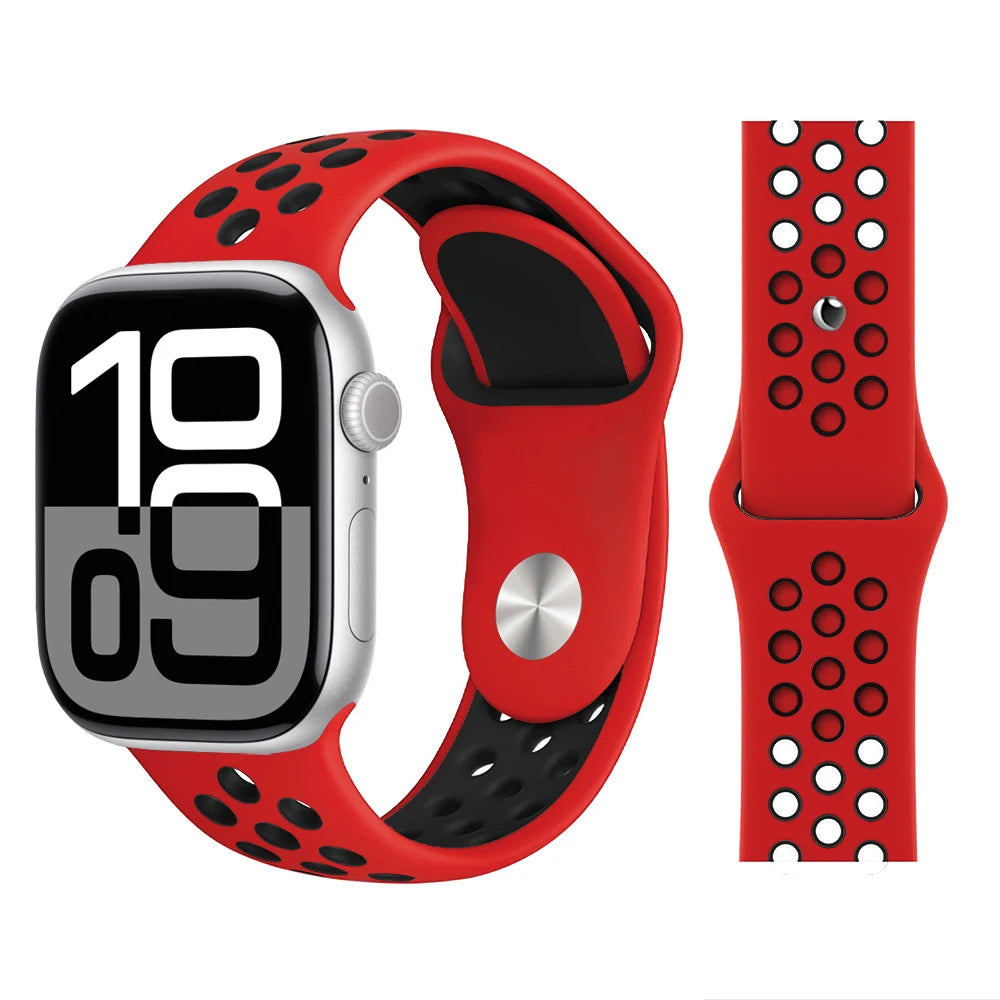 Bracelet en Silicone pour bracelets de montre Apple 46mm 44mm 45mm 40mm 41mm 42mm, Bracelet de Sport Correa iWatch série 11 10 9 SE 8 7 6 5