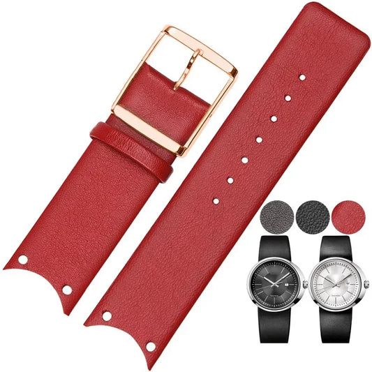 Genuine Leather Watch Band for CK KOV231 KOV232 Series, Special Curved Edge, Ultra-thin Cowhide Watch Strap for Men and Women, 22mm