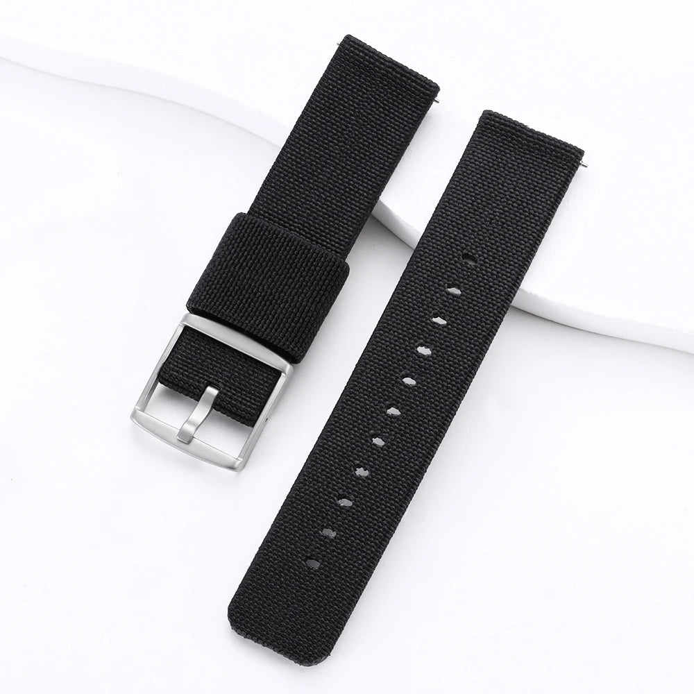 Quick Release Nylon Watch Strap, Black, Green, Blue, 20mm, for Omage Watches, Men's and Women's Canvas Sport Bracelet