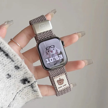 Bracelet en nylon tressé Music Dog avec boucle magnétique pour Apple Watch 42 46 40mm 45mm 41mm 44mm 49mm iWatch 7 4 3 5 6 8 9 10 Ultra
