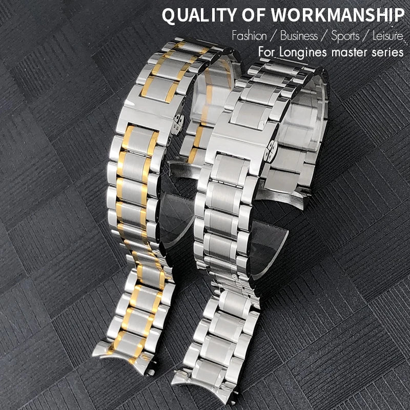 Bracelet de montre en acier inoxydable de haute qualité, 19mm 20mm 21mm, pour Longines L2 L2.628 673 518 793 755 Master 13mm 15mm 18mm
