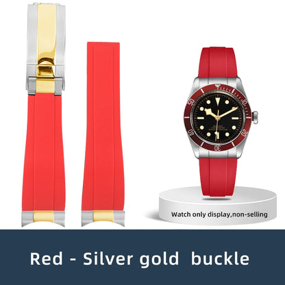 Lien d'extrémité incurvée 20/21/22mm adapté au bracelet TUDOR M79360 M79363, accessoires de bracelet de montre en caoutchouc avec connexion en acier inoxydable