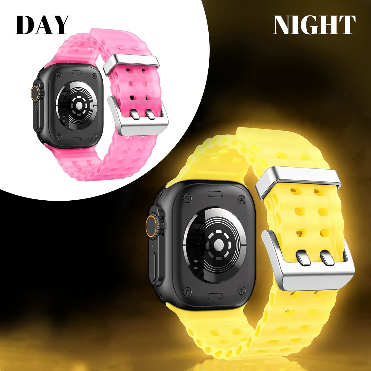 Cinturino per orologio in silicone luminoso Ocean Element compatibile con Apple Watch Ultra/Series 1-11/SE 38/40/41/42/44/45/46/49MM