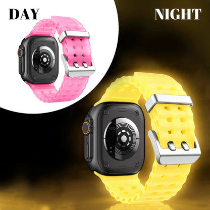 Cinturino per orologio in silicone luminoso Ocean Element compatibile con Apple Watch Ultra/Series 1-11/SE 38/40/41/42/44/45/46/49MM