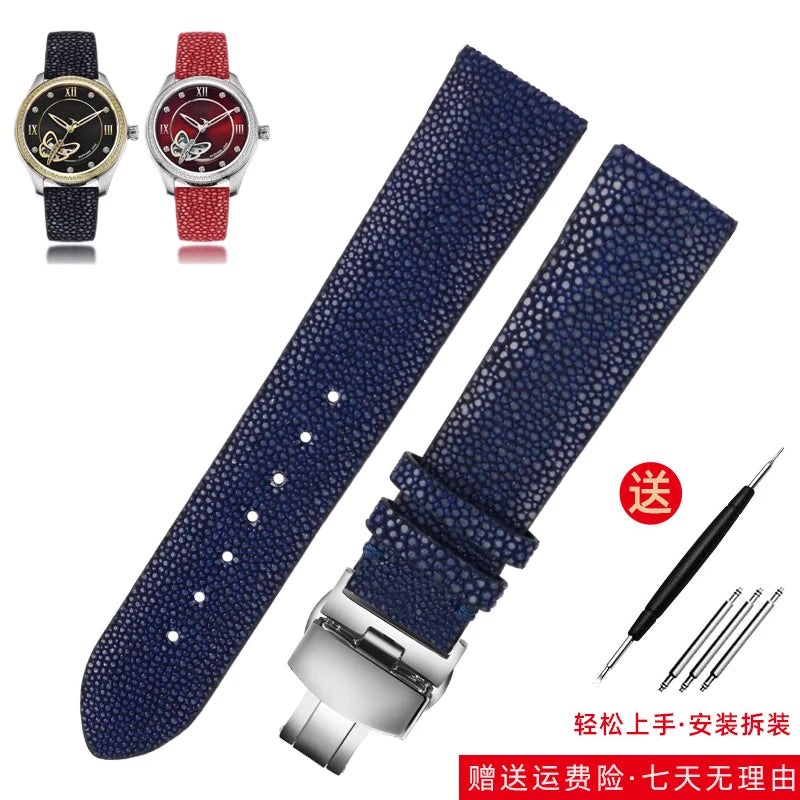 Bracelet de montre en peau de poisson perle pour Huawei TISSOT Omega Mido Tudor bracelet de montre en cuir Manta Ray pour hommes et femmes 20mm 22mm