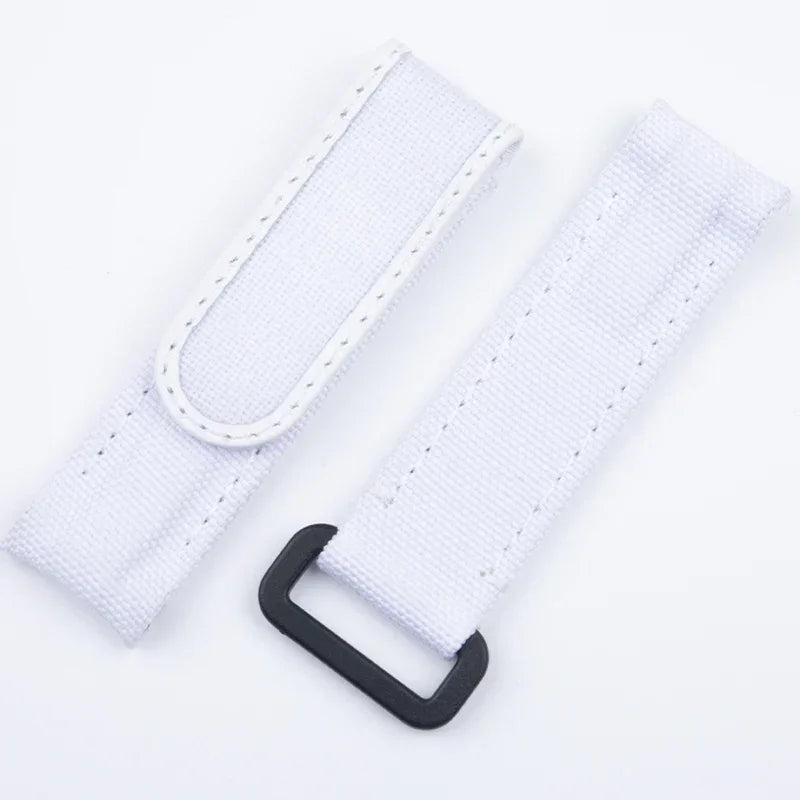 Bracelet de montre en nylon et cuir noir et blanc, 20 mm, extrémités courbées, deux barres à ressort, réglable, pour Rolex DAYTONA SUBMARINER diw Wat