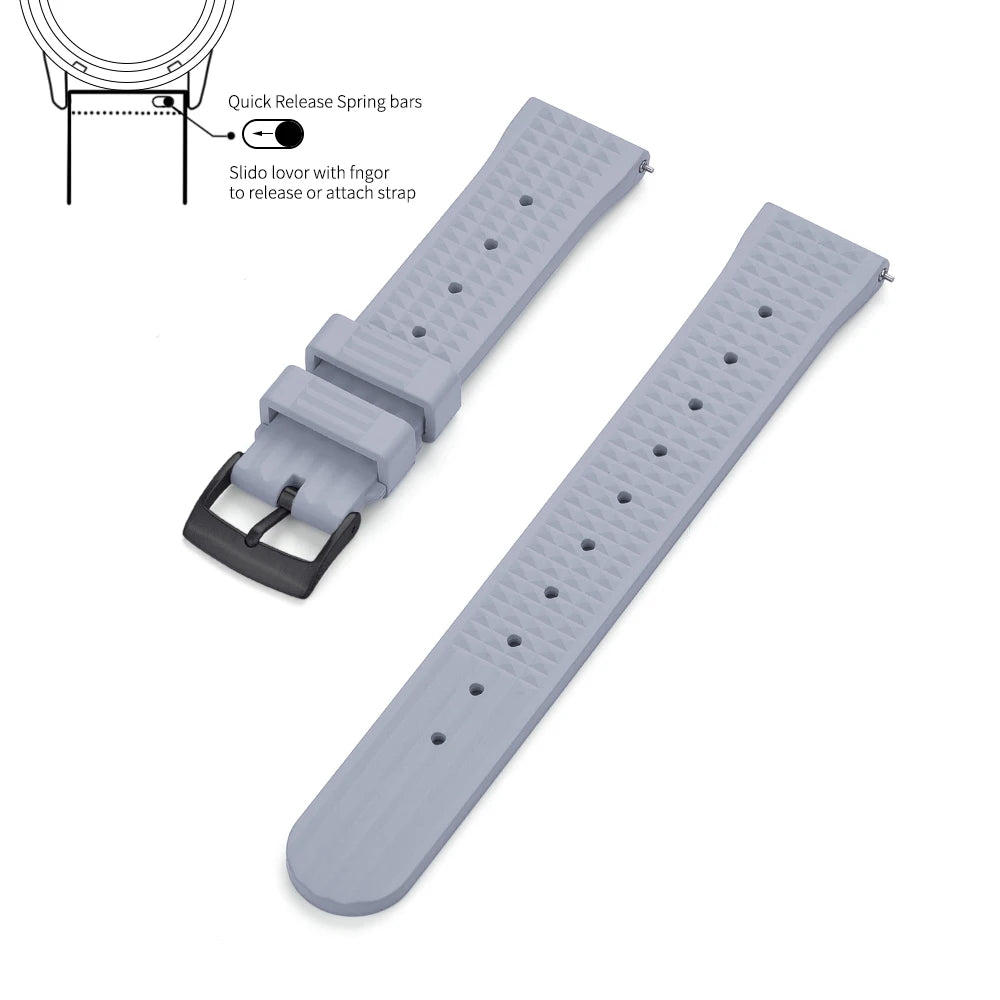 JUELONG – bracelets de montre en caoutchouc gaufré FKM, à dégagement rapide, étanche, Durable, en caoutchouc fluoré, 20mm 22mm, pour montre de plongée traditionnelle