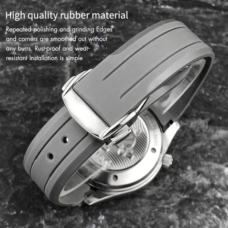 Bracelet de montre en caoutchouc et silicone, 19mm, 21mm, 20mm, 18mm, pour Omega Speedmaster Sport Moon Watch, Seamaster 300, noir, gris