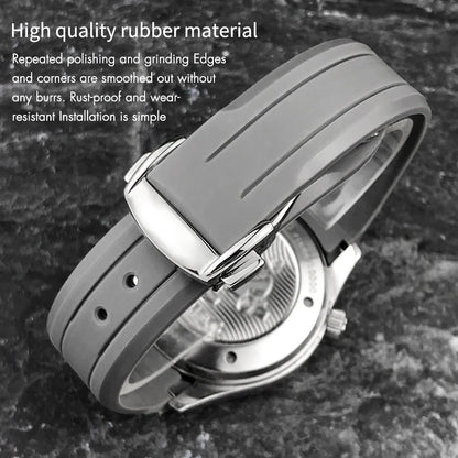 Bracelet de montre en caoutchouc et silicone, 19mm, 21mm, 20mm, 18mm, pour Omega Speedmaster Sport Moon Watch, Seamaster 300, noir, gris