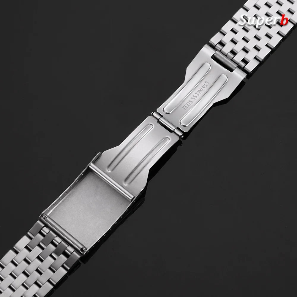 Bracelet de montre en acier inoxydable 20 mm 22 mm pour Omega pour Seiko, bracelet métallique à extrémités plates, bracelet de remplacement pour affaires, accessoires de montre