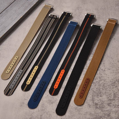 Bracelet de montre en nylon côtelé 18 20 22 mm, bracelet en caoutchouc FKM, boucle pliante, bracelet pour Omega Seiko, accessoires pour femmes et hommes