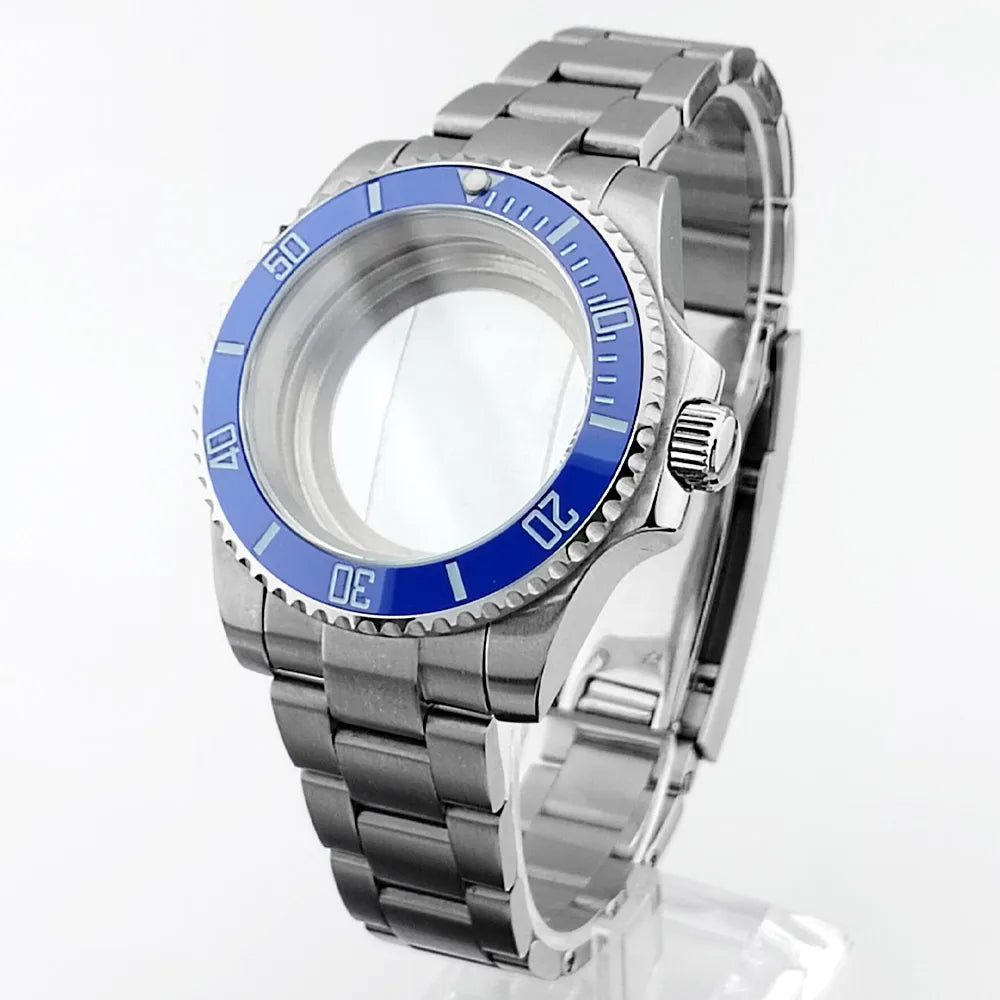    40.5mm sous-montre verre saphir boîtier en métal ajustement NH35/36/38 mouvement ajustement 28.5mm cadran pièces de montre accessoires boîte de montre bande