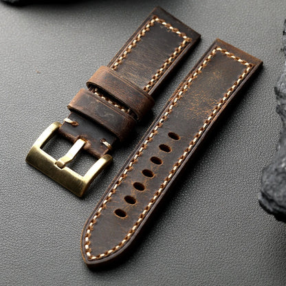 Cinturino in vera pelle di alta qualità, cinturino in bronzo, 20 22 23 24 26MM, cinturino spesso in pelle bovina da uomo, strato superiore italiano
