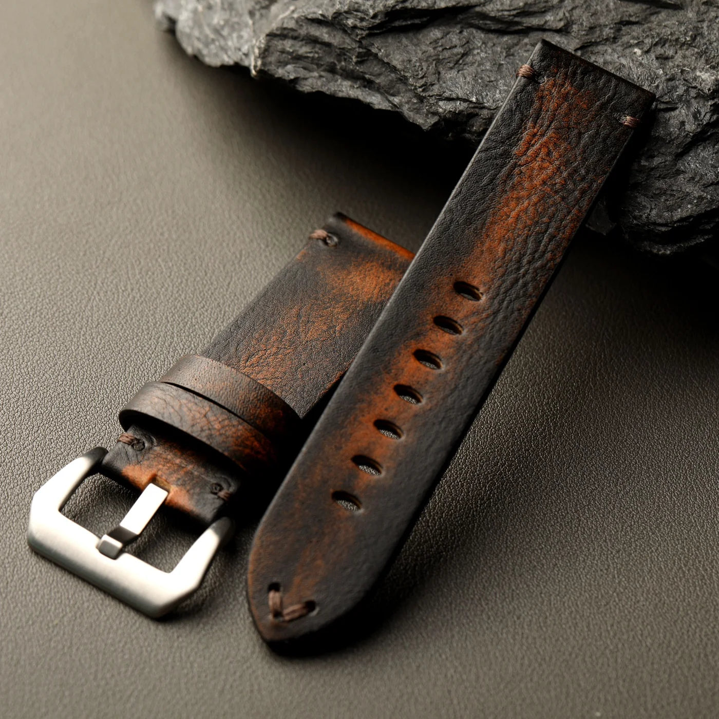 Cinturino in pelle lucida fatto a mano, 20MM 22MM 24MM, strato superiore in pelle bovina, effetto invecchiato, compatibile con orologi di fascia alta PAM111 441