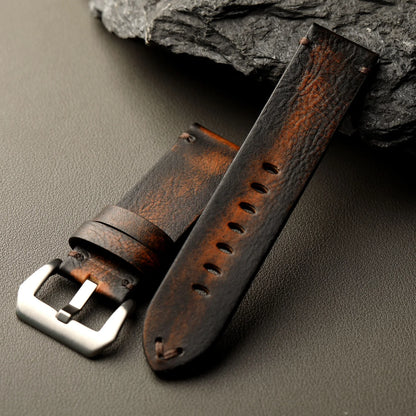 Cinturino in pelle lucida fatto a mano, 20MM 22MM 24MM, strato superiore in pelle bovina, effetto invecchiato, compatibile con orologi di fascia alta PAM111 441