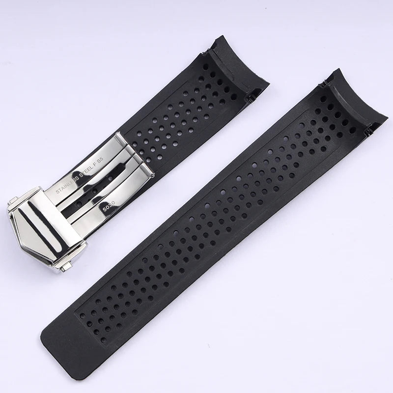 Bracelet de montre noir bleu pour TAG HEUER CARRERA AQUARACER, bracelet en Silicone souple, 22mm 24mm, bracelet de montre en caoutchouc pour hommes