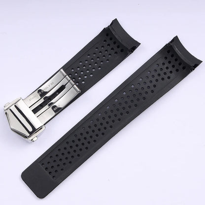 Bracelet de montre noir bleu pour TAG HEUER CARRERA AQUARACER, bracelet en Silicone souple, 22mm 24mm, bracelet de montre en caoutchouc pour hommes