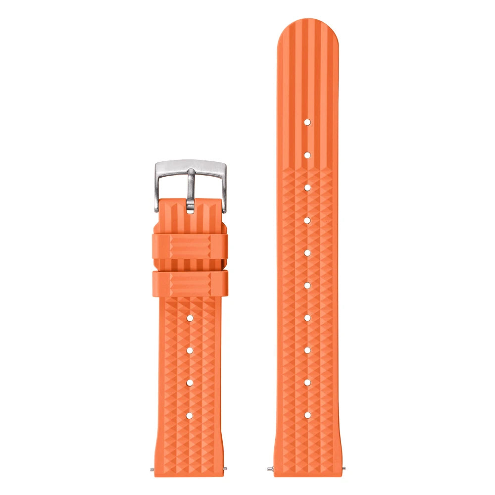 FKM – Fluororubber Waffle Watch Strap, 20mm 22mm, Universal, Waterproof, Comfortable, Sport, Quick Release