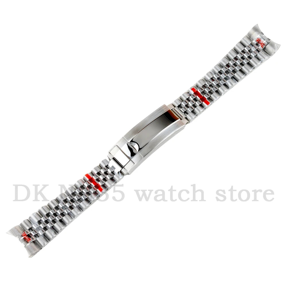 Solid stainless steel watch bracelet, 316L silver, 20mm, folding clasp, suitable for Sub Log NH35 NH36 watch cases, Presidential/Oyster bracelet