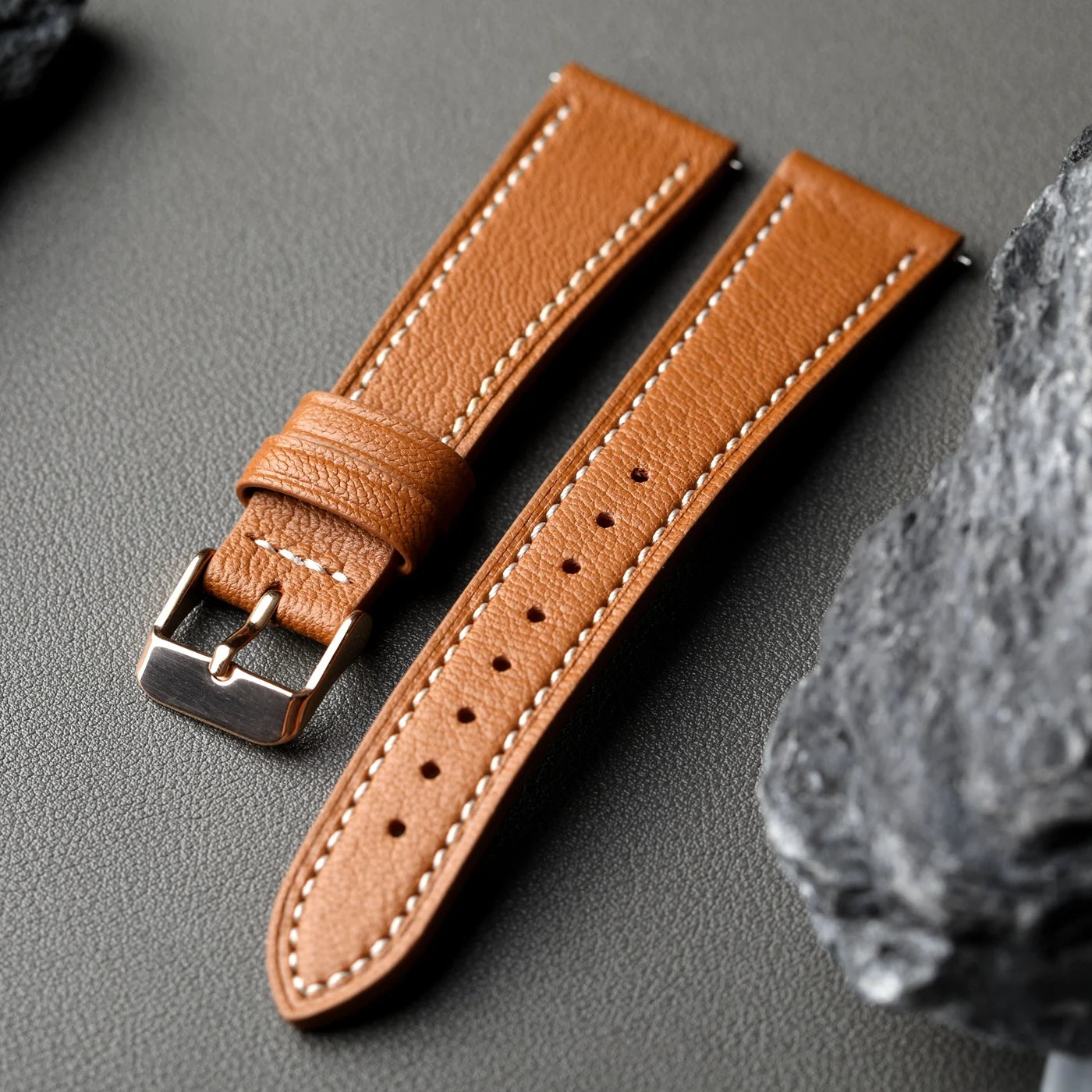 High-End French Goatskin Leather Strap 18 19 20 21 22MM Teal Quick Release, Soft Strap Compatible with GT5 6 41mm 46mm Vintage