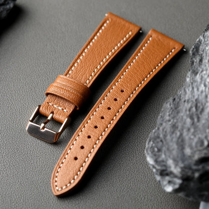 High-End French Goatskin Leather Strap 18 19 20 21 22MM Teal Quick Release, Soft Strap Compatible with GT5 6 41mm 46mm Vintage