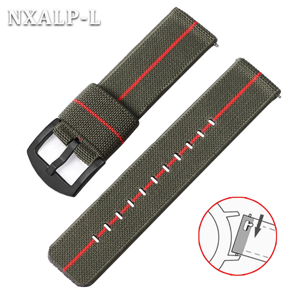 18mm 20mm 22mm 24mm Nylon Elastic Watch Strap Army Woven For Seiko Bracelet Military Sport Watch Band For Men Quick Release