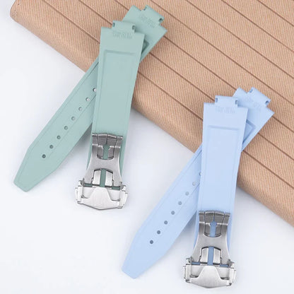 Bracelet de montre en caoutchouc fluoré FKM souple de qualité supérieure pour bracelet Longines HydroConquest GMT V.H.P. Étanche 22 mm pour cadran 41/42 mm