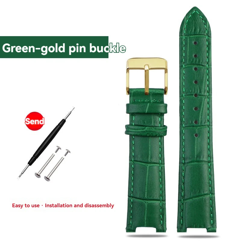 Green and brown calfskin leather watch strap, cowhide leather watch strap, Brosthree Eyed PARKER series, MK2277, 2425, 2290, 2281, 2280, MK6985, 6984, MK5354