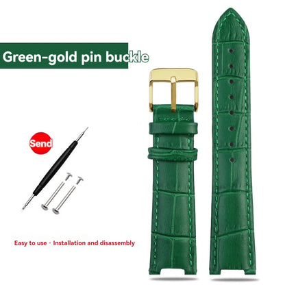 Green and brown calfskin leather watch strap, cowhide leather watch strap, Brosthree Eyed PARKER series, MK2277, 2425, 2290, 2281, 2280, MK6985, 6984, MK5354